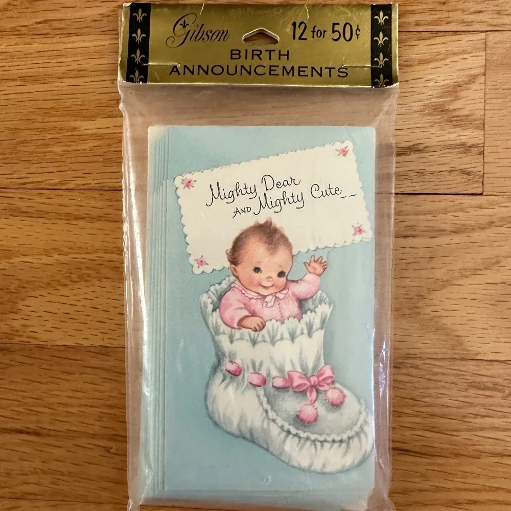 Vintage New Baby Birth Announcements Gibson New in Package